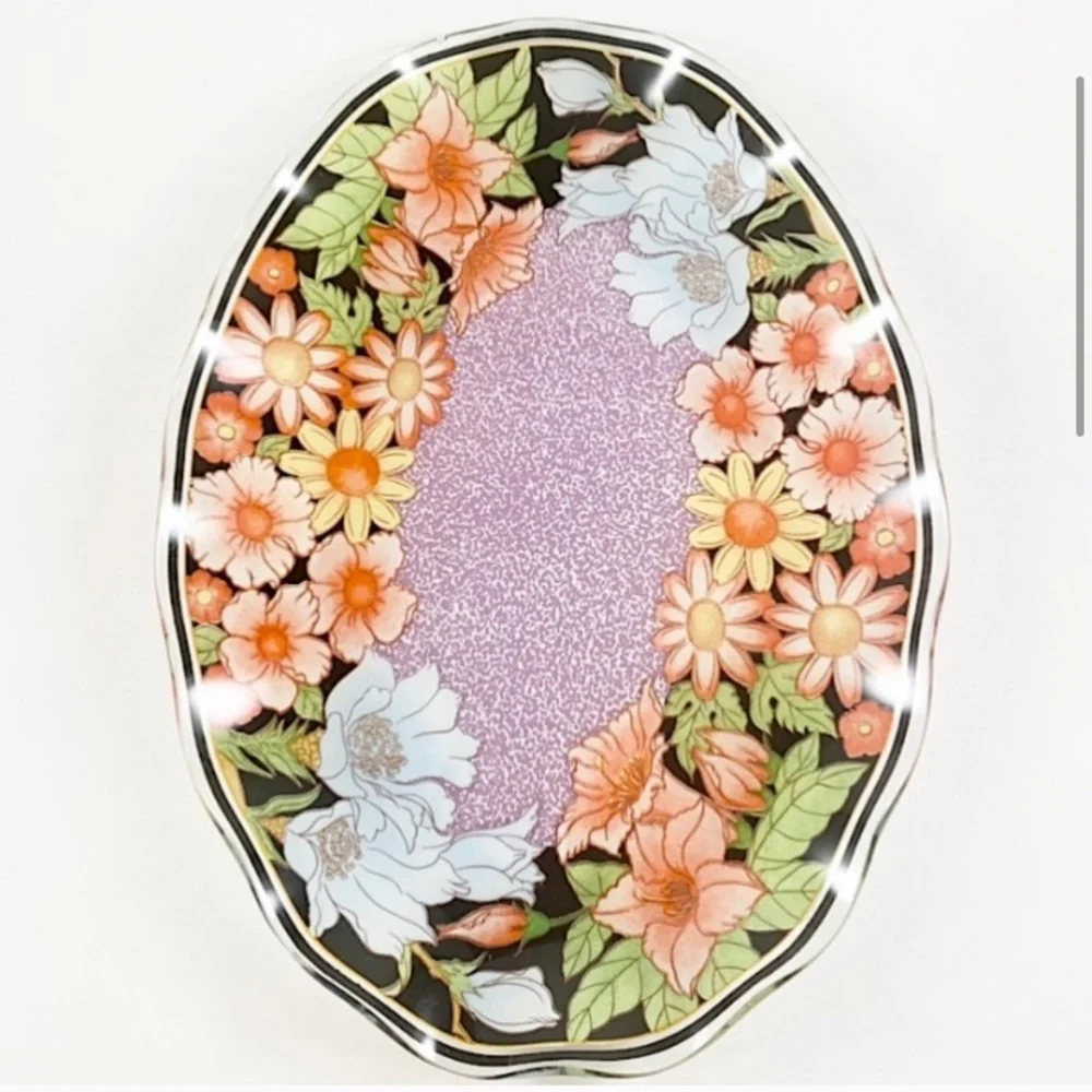 Glass floral vanity trinket tray (1/2)